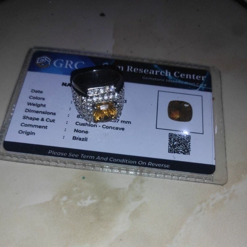 Batu cincin Natural citrine+memo