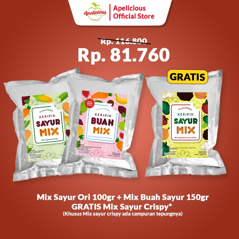 

1212 COD APELICIOUS GRATIS MIX KERIPIK SAYUR TEPUNG CRISPY MIX KERIPIK SAYUR ORI MIX KERIPIK BUAH SAYUR grosir