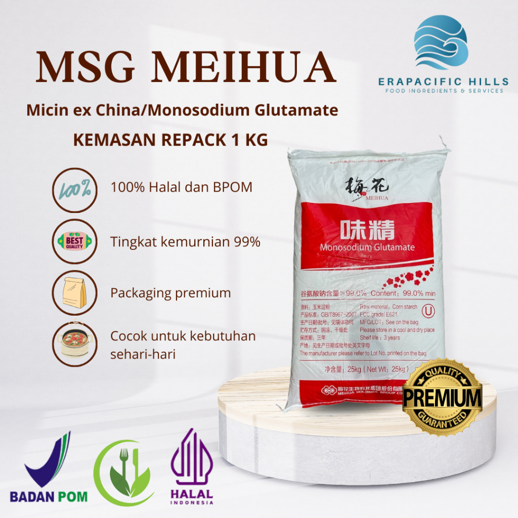 

Mecin rumah tangga kiloan 99℅ Murni MSG Meihua 1 KG