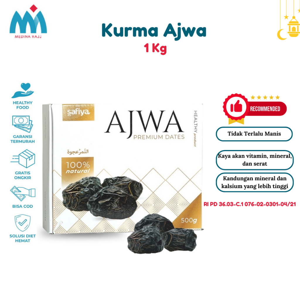 

Kurma Ajwa 1 Kg Kurma Nabi Asli Al-Madinah Safiya Original