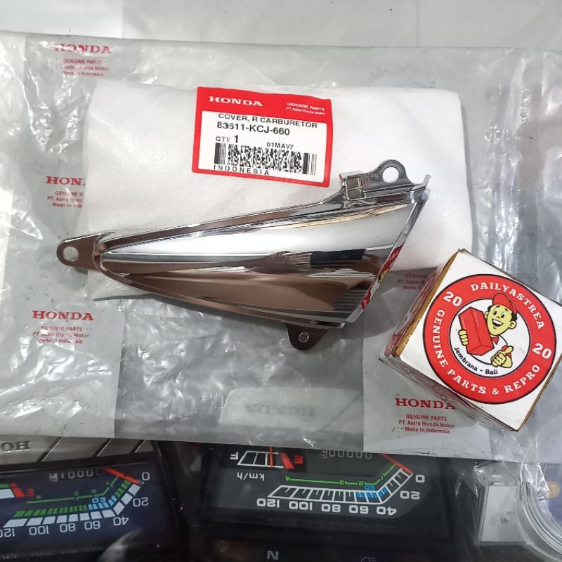 COVER TUTUP KARBU KARBURATOR CROME KROM HONDA TIGER REVO ORIGINAL AHM 83611-KCJ-660