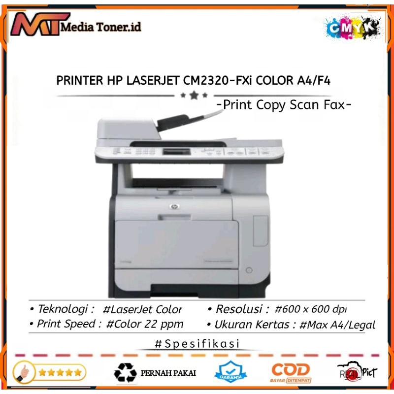 Printer HP Color Laserjet CM2320Nf Multifunction Printer poto copy A4 F4