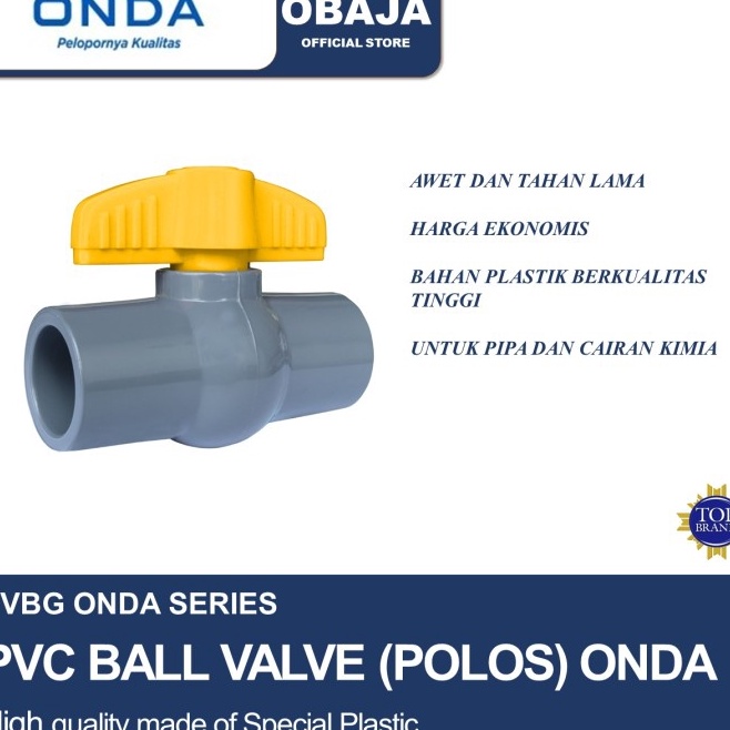 Harga Ekonomis  ONDA STOP KRAN PVBG 34  BALL VALVE PVC POlOS PVBG 34 ONDA