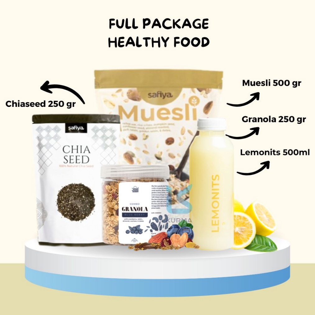 

TERBARU 4 in 1 Full Package DIET Muesli 5gr Lemonits 5ml Chiaseed 25gr Granola 25gr grosir