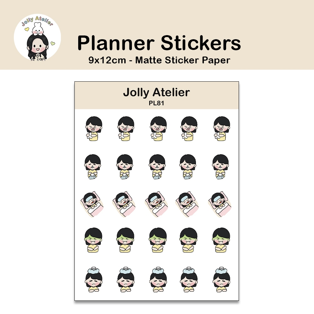 

Sick / fever / sakit stickersheet | Planner Sticker [jollyatelier]