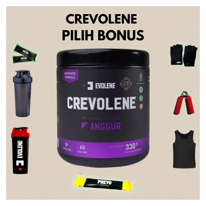 Evolene Crevolene 330gr/60x serving Suplemen fitness Surplus kalori pre-workout Evolene Samarinda