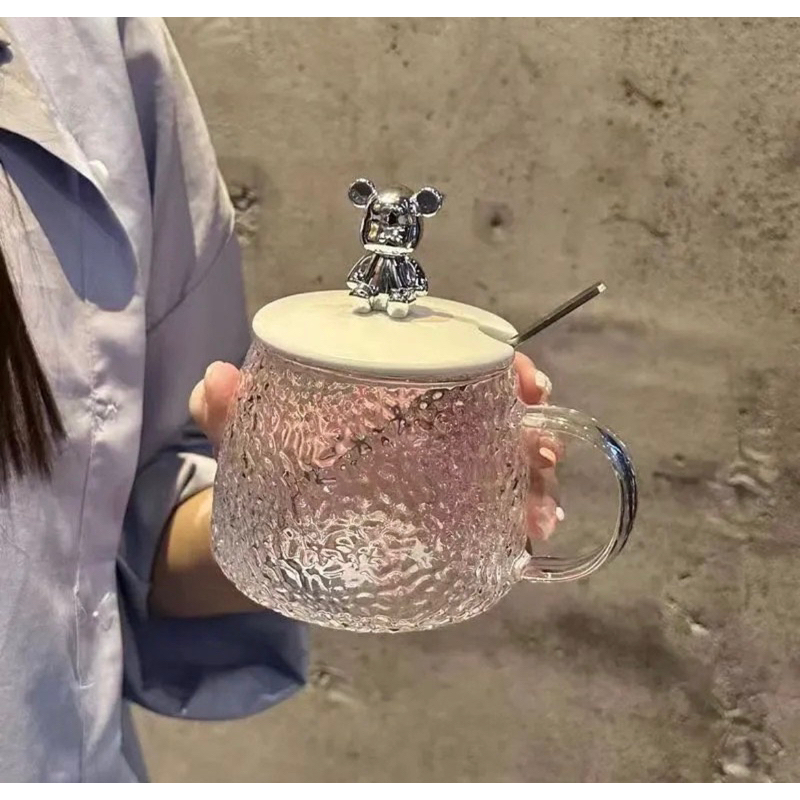 Gelas Kaca Tebal + Tutup | Gelas Teh Gelas Kopi Gelas Susu | Mug Kaca