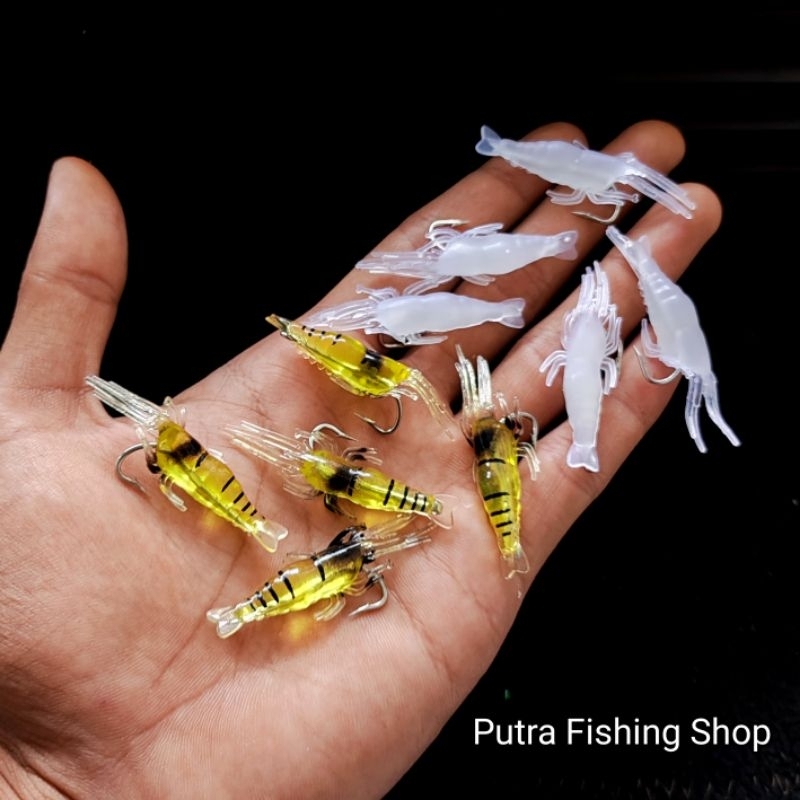 Soft Lure Umpan Pancing Tiruan Bentuk Udang Sudah Terpasang Kail (5pcs) | Umpan Casting Soft Shrimp 