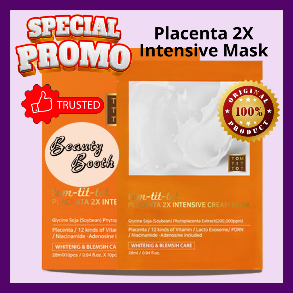READY STOK TOM TIT TOT Placenta Vita 2X Intensive Cream Mask isi 5pcs 10pcs Tomtittot Tom-tit-tot