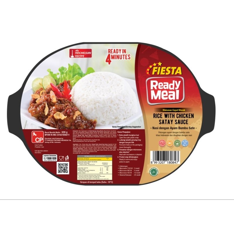 

Fiesta Siap Saji Nasi Dengan Sate Ayam / Ready Meal Rice With Chicken Satay Sauce | Berat Bersih 320gr