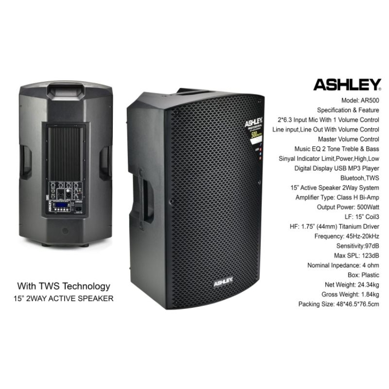 ashley speaker aktif 15in AR500 AR 500 Garansi 1 Tahun