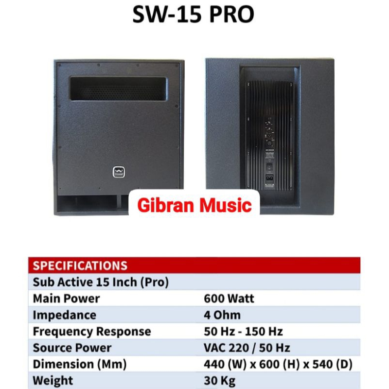 Speaker Subwoofer Wisdom SW 15 Pro / SW 15 Pro -15 inch