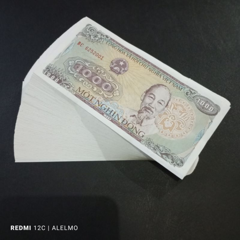 uang kertas 1000 dong vietnam baru gres asli utuh