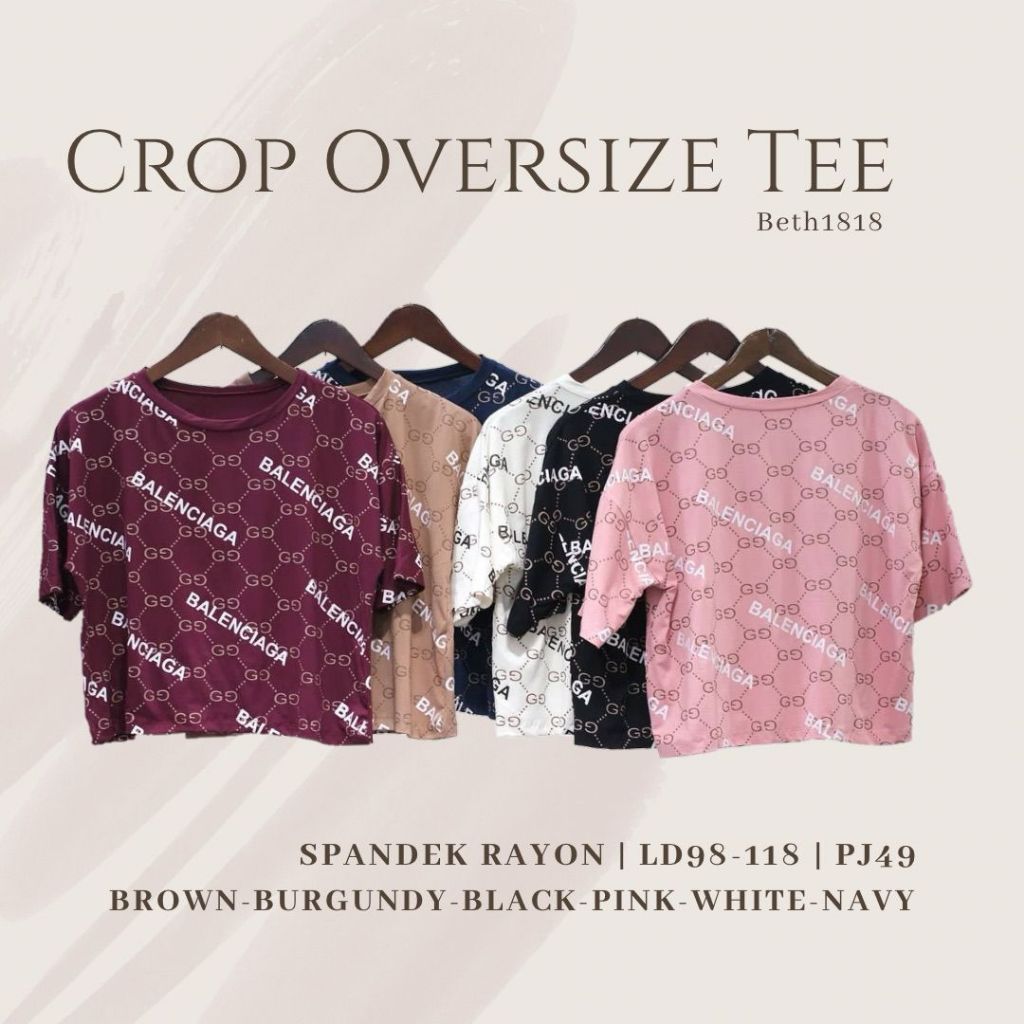 READY 1818 Gentle Crop Top Lengan 3/4 Grosir 35 kaos oversize spandek rayon stretch adem atasan kore