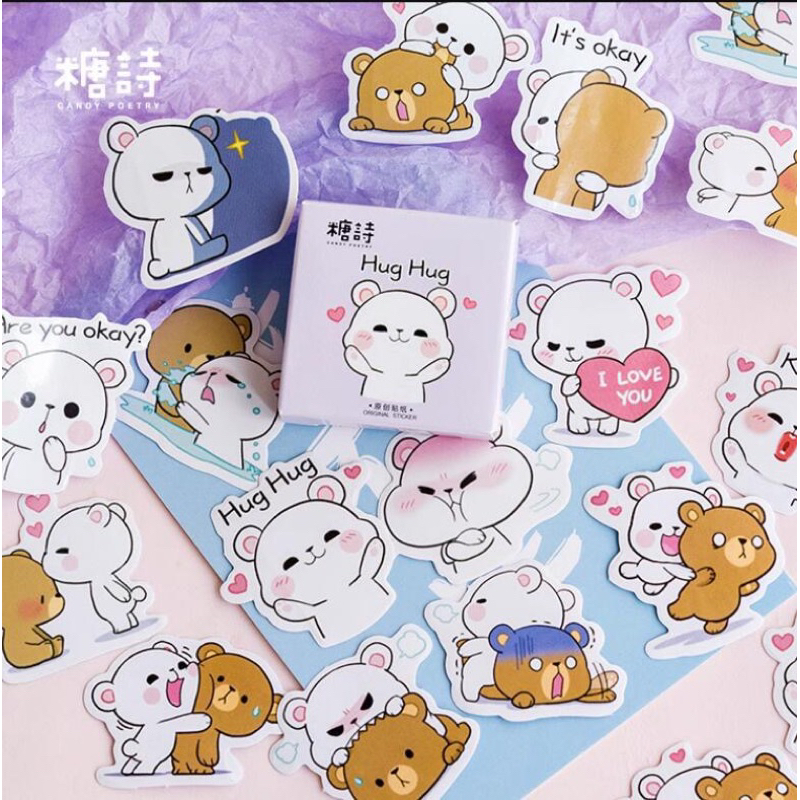 BLANJA.ids Sticker Box kotak /stiker  40-46 Pcs/kotakJurnal Stiker Aesthetic estetik/ Kawaii Adhesiv