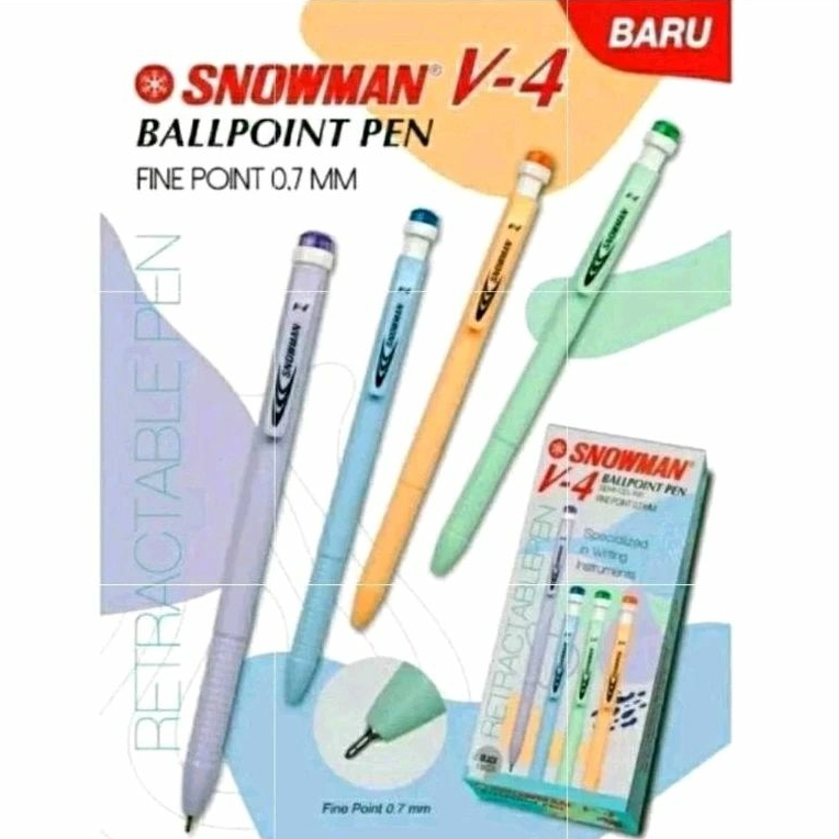 

Pulpen Snowman V4 Semi Gel Retractable Pen 0,7mm (isi 12 pcs)