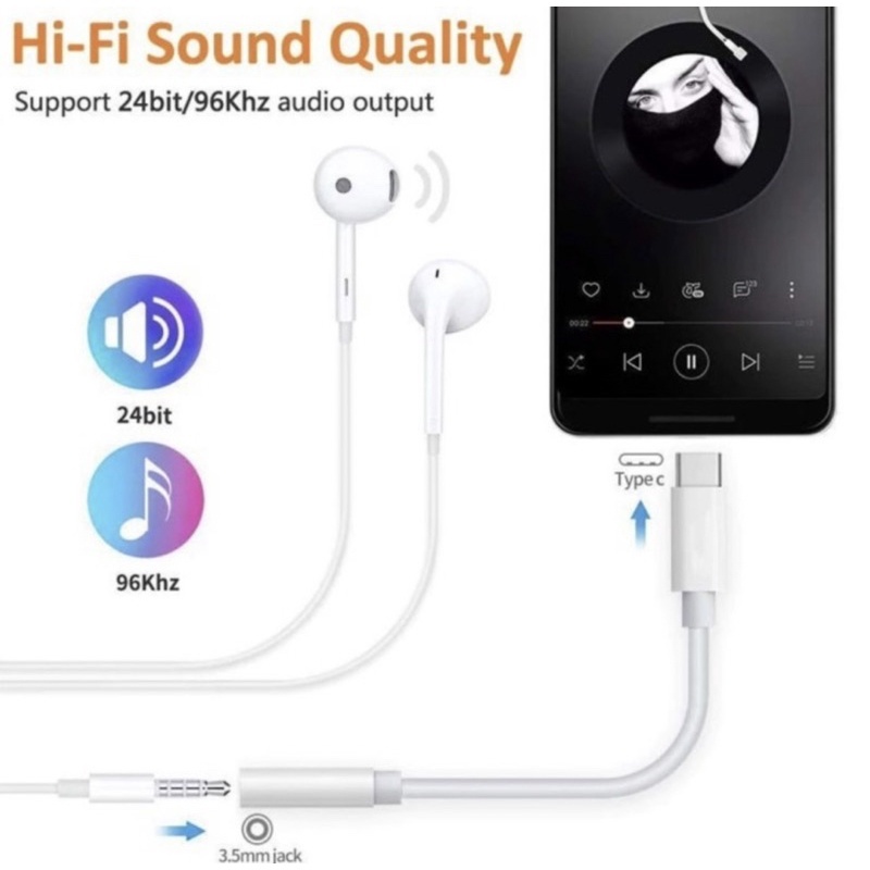 Converter Sambungan Headset Jack Audio Type C