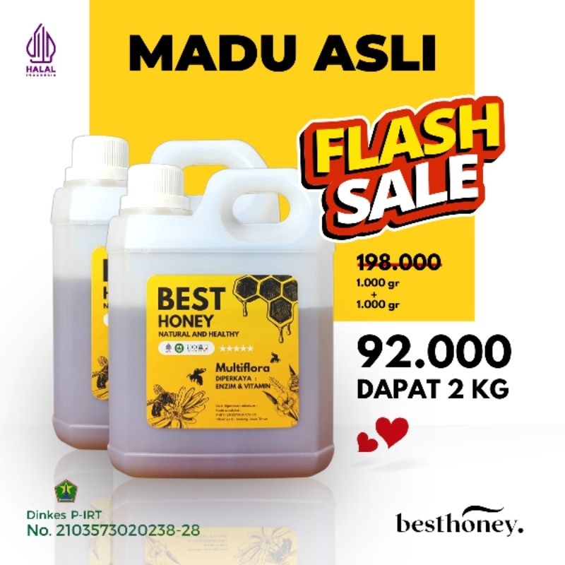 

Terbaik Best Honey Madu Asli Paket Bundling Madu Multiflora Original 1kg 2pcs buruan