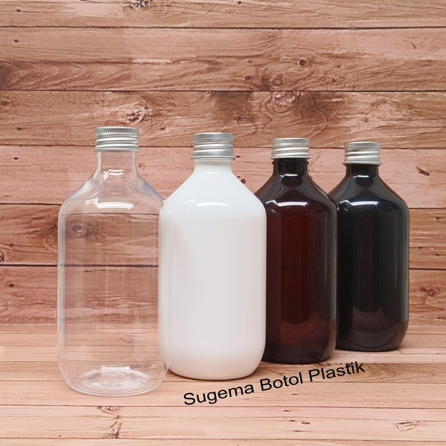 Botol Plastik 300 Ml Mada Varian Warna Tutup Ulir Alumunium Silver / Botol 300ml Mada + Tutup Ulir S