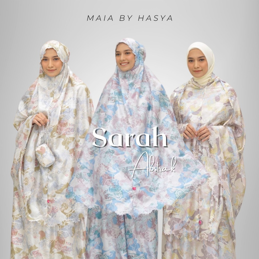 MAIA BY HASYA - Mukena Motif Terbaru Sarah Motif Abstrak 3 in 1 Mukena Travel Traveling Dewasa Mewah
