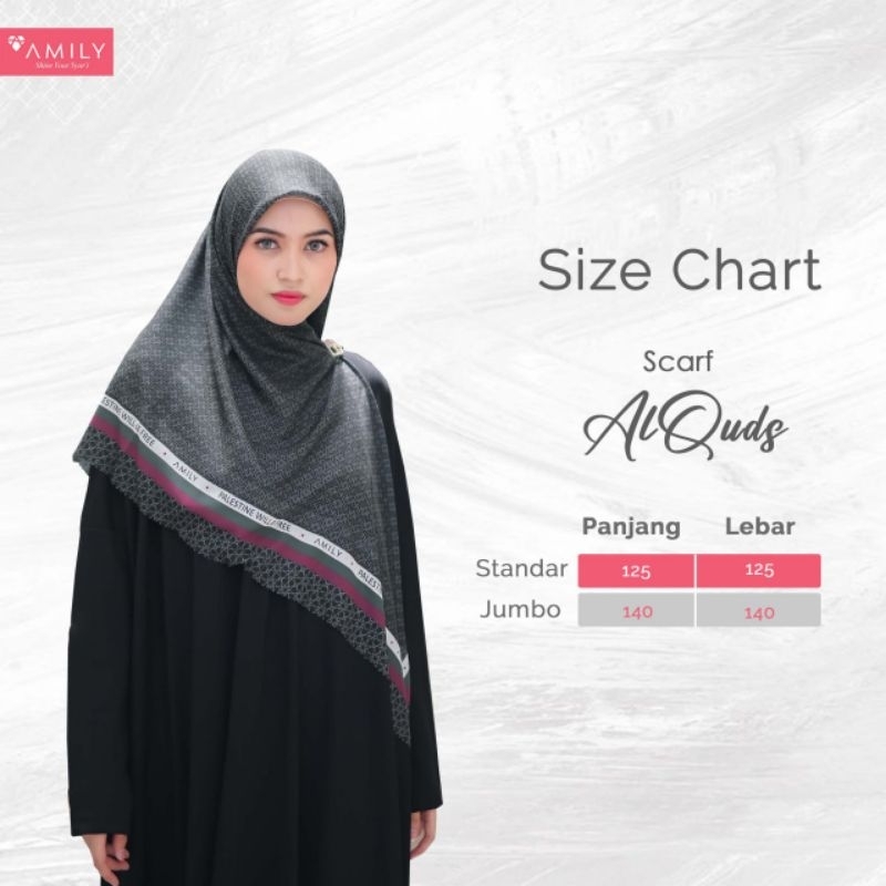 [Agen Resmi] Scarf AlQuds by Amily Hijab Laser Cut size 125 & 140 segi empat voal