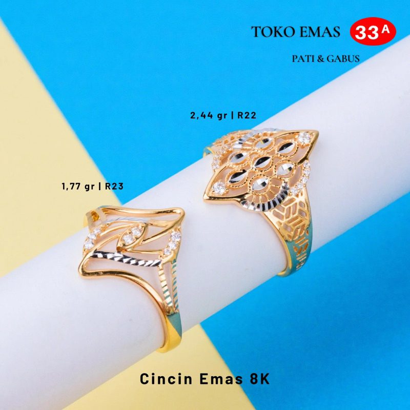 Toko Emas 33A - Cincin model Dubai Emas 8 Karat