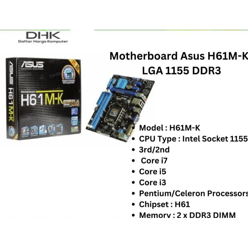 mainboard motherboard Asus h61m-k bekas second seken h61