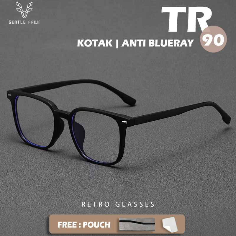 GENTLE FAWN Kacamata Antiradiasi Blueray TR90 Lentur keren Anti UV Kotak Style Bisa Minus Fashion Pr