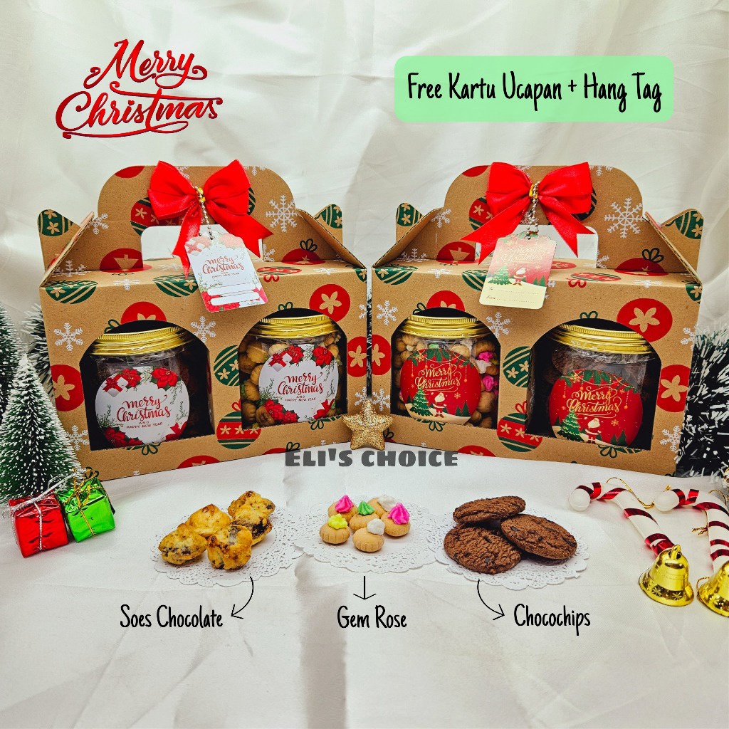 

COD 2 JAR HAMPERS NATAL PARCEL KADO CHOCO CHIPS GEM ROSE SOES CHOCOLATE ISI 2 JAR 6 ML TERMURAH READY STOCK BINGKISAN MERRY CHRISTMAS PREMIUM grosir