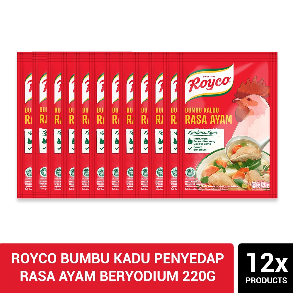 

SHOPEE MALL Royco Bumbu Kadu Penyedap Rasa Ayam Beryodium 22g Isi 12 grosir