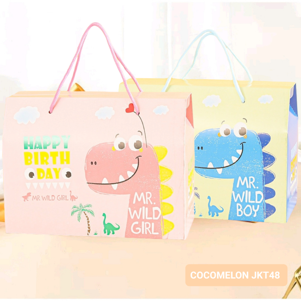 

PAPER BAG GOODIE BAG TAS SNACK SOUVENIR KADO PESTA ULANG TAHUN ANAK DINO DINOSAURUS YANG LARGE