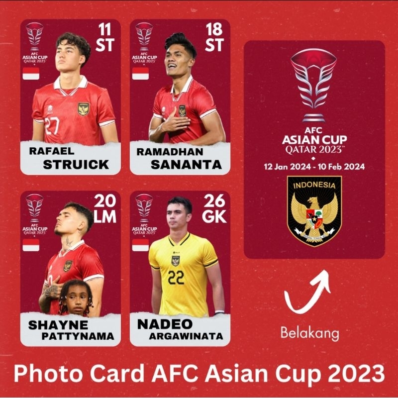 Photocard Timnas Indonesia AFC Asian Cup 2023, kartu timnas indonesia