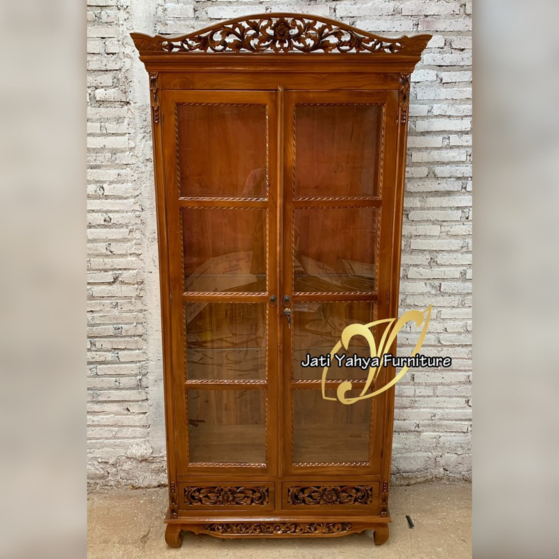Lemari Hias Jati Palembang 2 Pintu