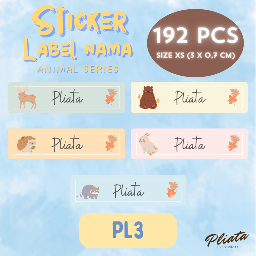 

(PL3) LABEL NAMA Stiker Waterproof - PLIATA Sticker Label Custom Nama