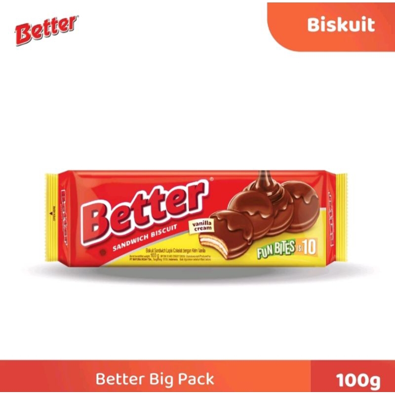 

Better Fun Bites isi 10 sandwich biscuit cokelat vanila 120gr