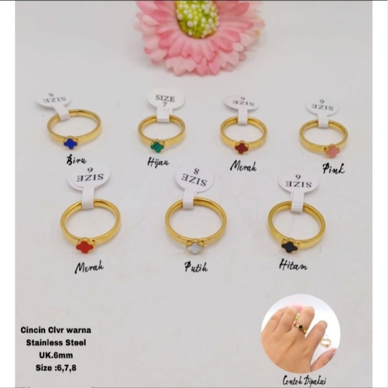 cincin clover titanium wanita cincin clover kecil anti karat