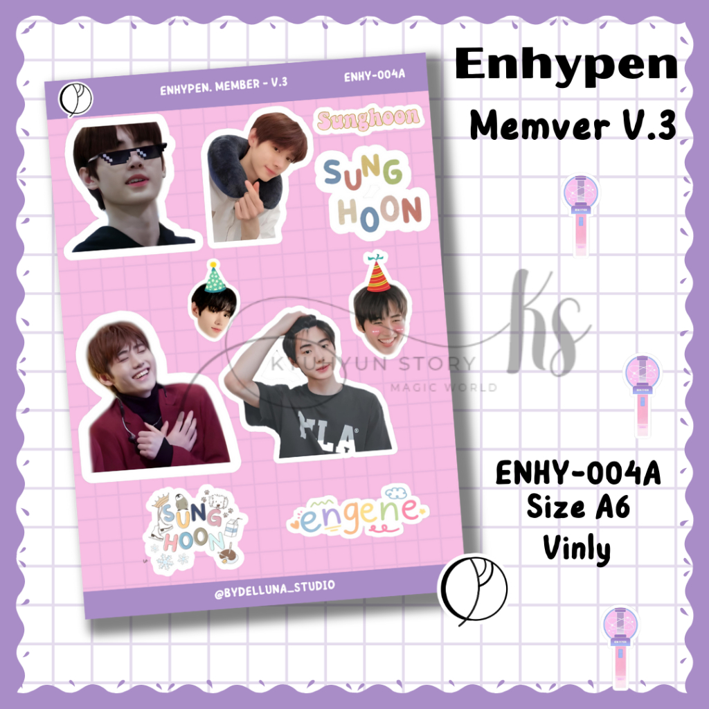 Stiker Kpop Enhypen Sunghoon Member Anime Chibi Lucu Boy Grup Sticker Vinly Deco Aesthetic Jurnal La