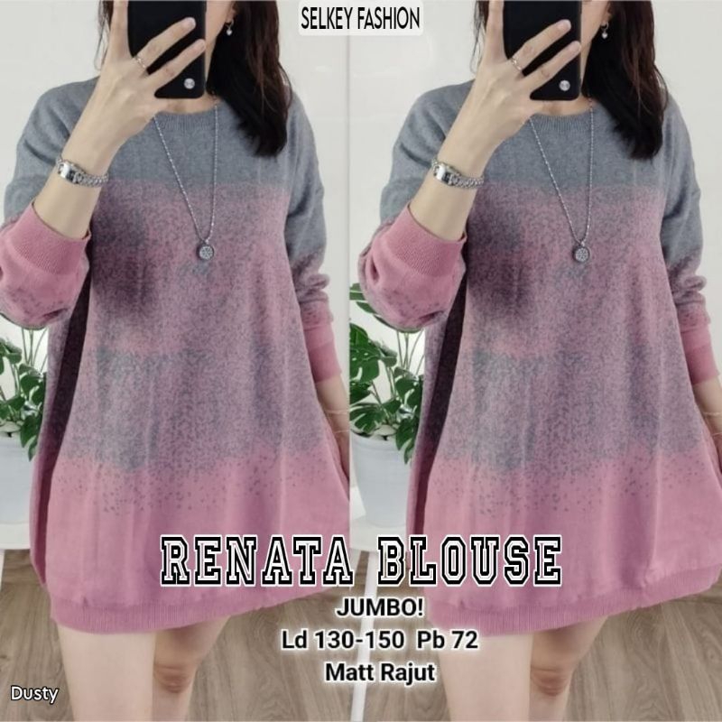 Renata Blouse Sweater Atasan Rajut Import Jumbo Oversize Motif Abstrak Gradasi
