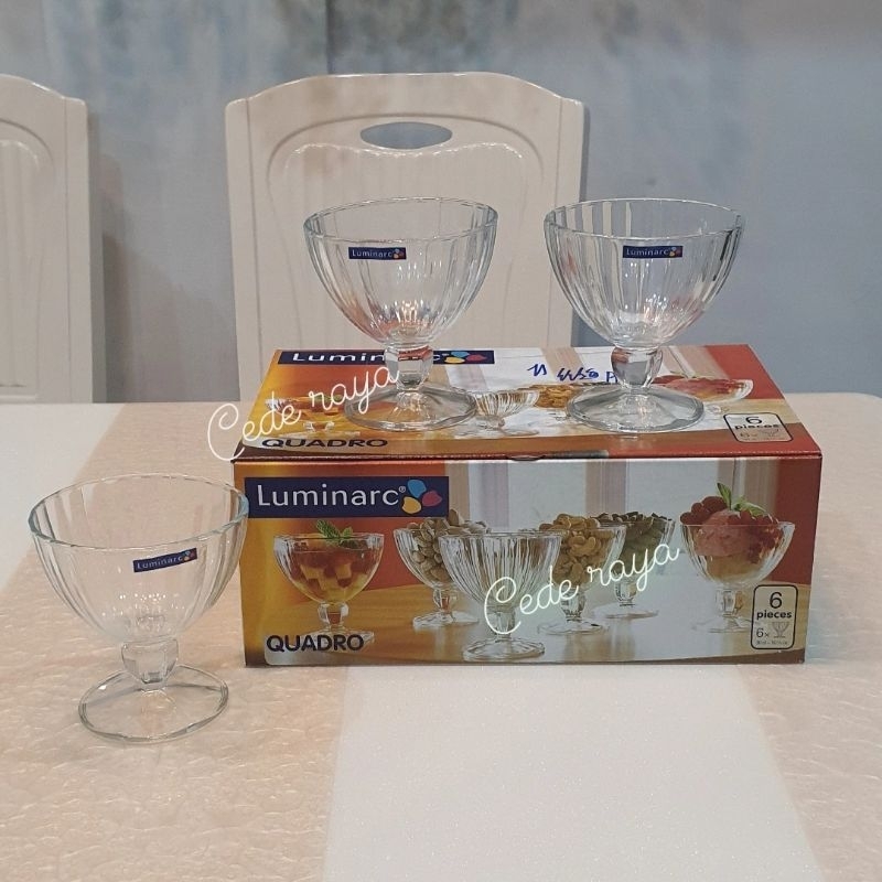 dijual per 1 bh gelas kaca luminarc es krim / es teler / ice cream 30 cl quadro