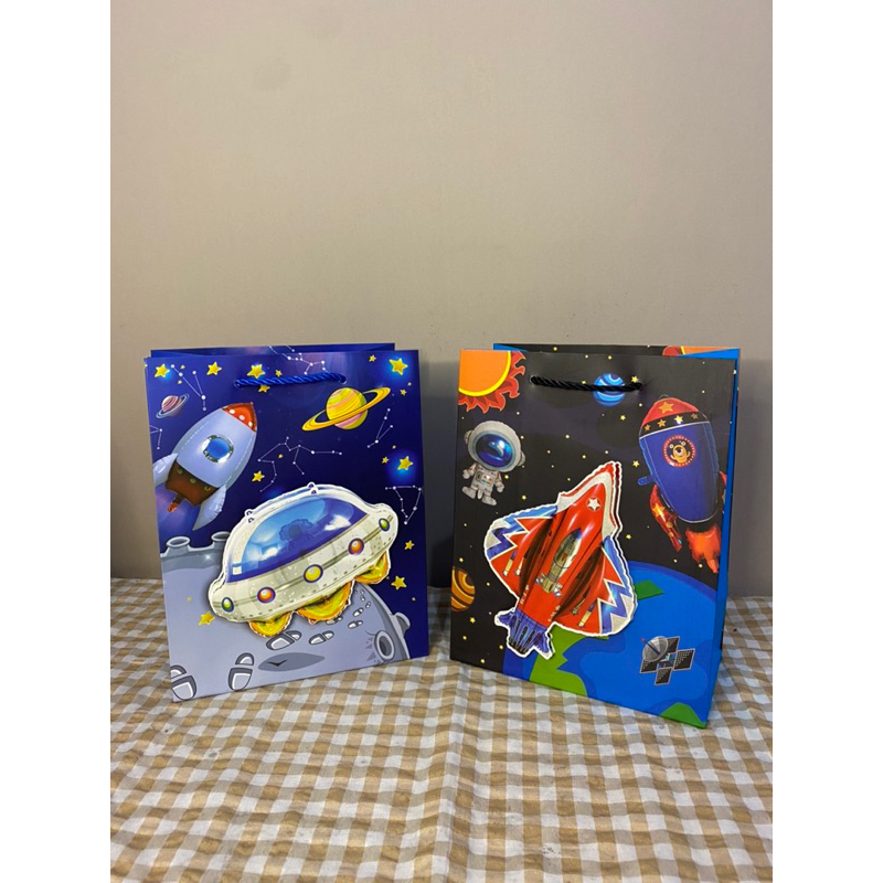 

paperbag motif astronot gliter 3D timbul