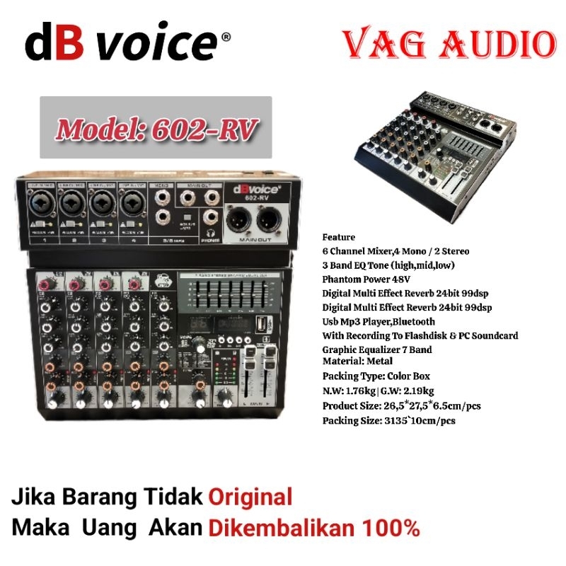 MIXER DBVOICE 602 RV, MIXER 6 CHANNEL 602RV