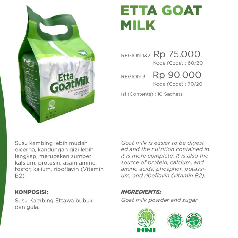 

SUSU ETTA GOAT MILK (EGM) HNI / SUSU kAMBING HNI