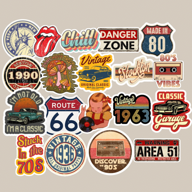 

STICKER PACK RETRO VINTAGE | STICKER LAPTOP HELM KOPER