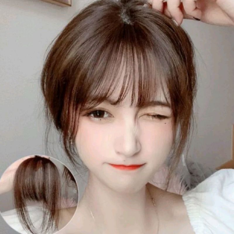 Poniclip Tipis Korea Hairponi Poni Palsu Rambut Korea Poni Cewek Pony Depan Poni Depan Model Wanita 