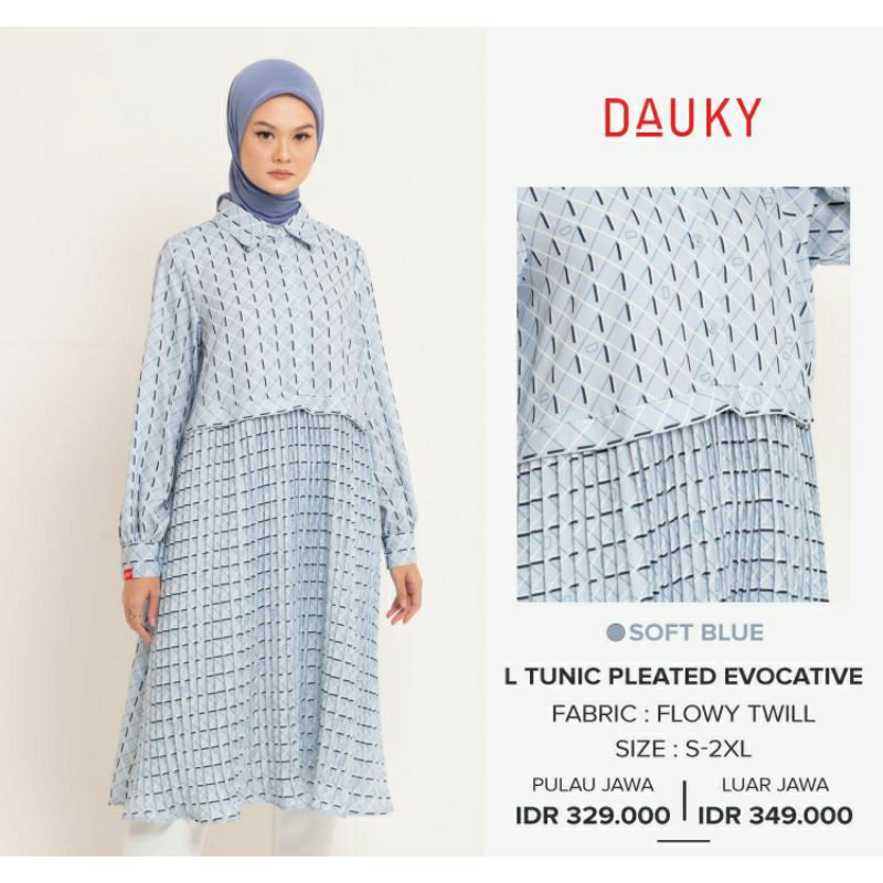 DAUKY FASHION L TUNIC PLEATED EVOCATIVE TUNIK ATASAN MOTIF TERBARU DAUKY