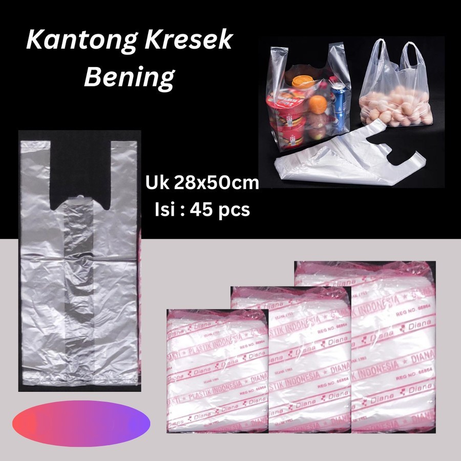 kantong plastik kresek bening uk 28, plastik kresek jinjingan bening/kantong bening