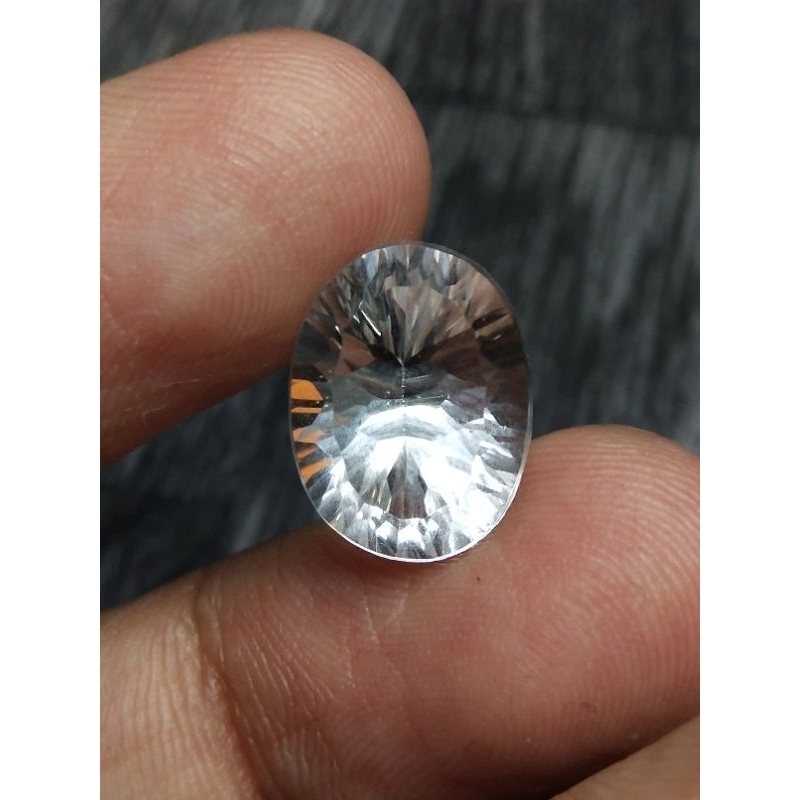 Natural Rock Crystal Quartz 13x10x9 mm 6.9 Ct Kecubung Kinyang Air Asli Oval Millenium Cutting Code 
