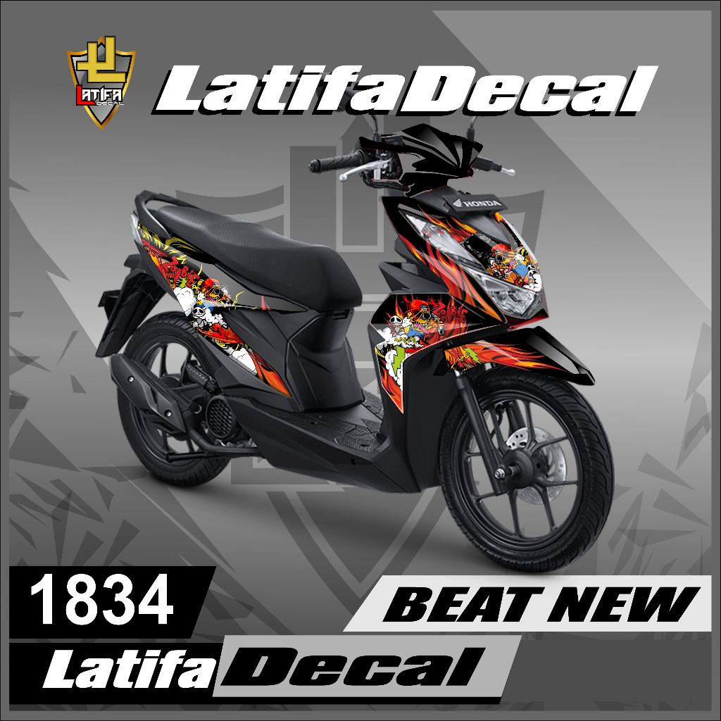 (COD) TERBARU Sticker Decal Honda Beat DELUXE STREET 2020 2021 2022 2023 Full body - Stiker Skotlet 