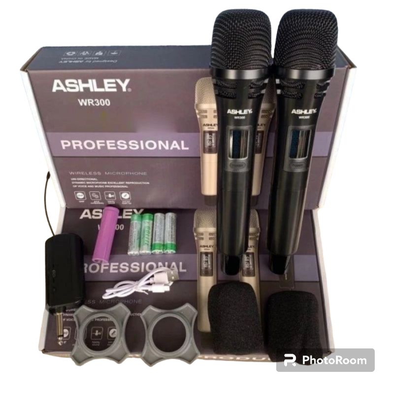Ashley Mic Wireless Original Wr 300 Mikropon Vocal Mikrofon Karaoke Paket Komplit
