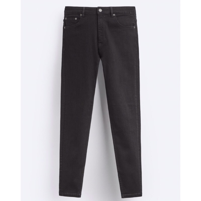 ZARA Men Skinny Fit Jeans Celana Panjang Denim Pria Charcoal